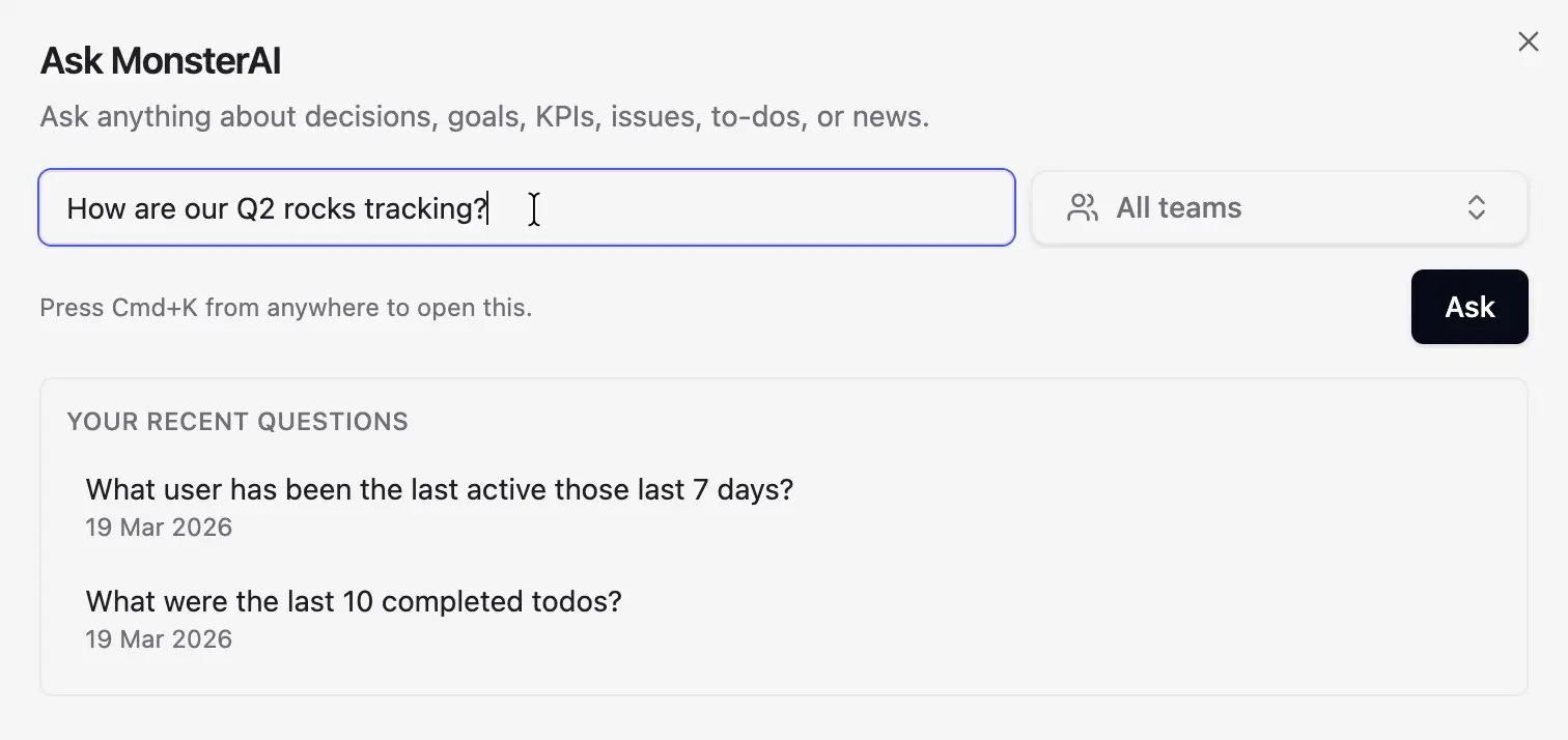 Aperçu de l’interface MonsterAI